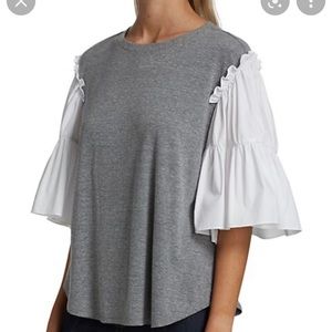 Cinq a Sept Hailey Contrast Bell- Sleeve Top